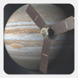 Künstlerwiedergabe von JUNO Orbiter bei Jupiter Quadratischer Aufkleber