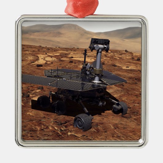 Künstlerwiedergabe von Mars Rover 2 Silbernes Ornament (Vorne)