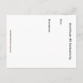 Künstlerzertifikat Postkarte (Rückseite)