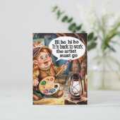 Künstlerzwerge singen sich zurück in die Arbeit Postkarte (Stehend Vorderseite)