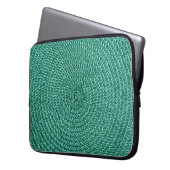 Künstlich geflochtene grüne Stoffstruktur. Laptopschutzhülle (Vorderseite Links)