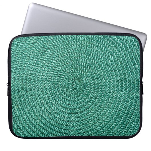 Künstlich geflochtene grüne Stoffstruktur. Laptopschutzhülle (Vorderseite)