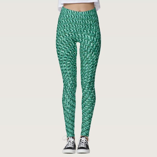 Künstlich geflochtene grüne Stoffstruktur. Leggings (Vorderseite)