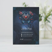 Künstlich gestaltetes gotisches Herz RSVP Karte (Stehend Vorderseite)