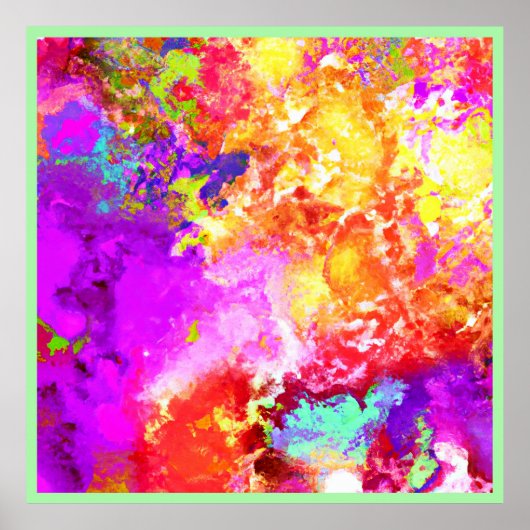 Künstliche Abstrakte Farbexplosionen Poster (Vorne)