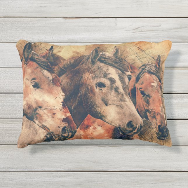 Künstliche Aquarellmalerei Kissen Für Draußen (Vorderseite)