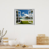 Künstliche Fensteransicht des tropischen Imitats Poster (Küche)