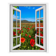 Künstliche Fensteransicht für Mohnfeld-Imitate
