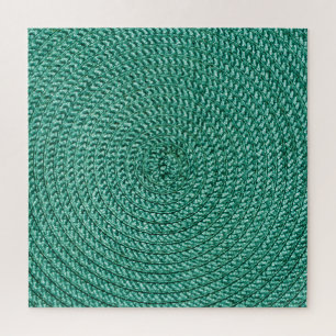 Künstliche geflochtene grüne Stofftextur. Puzzle