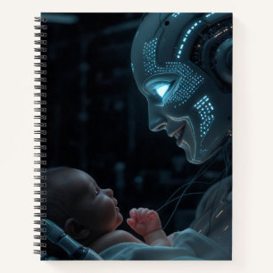 Künstliche Grace - Futuristischer Roboter und Baby Notizblock
