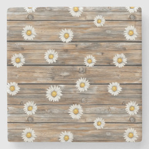 Künstliche Holz-Gänseblümchen-Blumen Steinuntersetzer