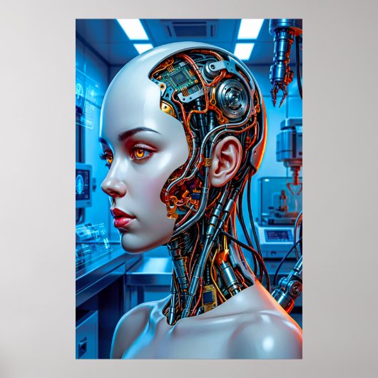 Künstliche Intelligenz Cool Blue Sci-Fi Poster (Vorne)