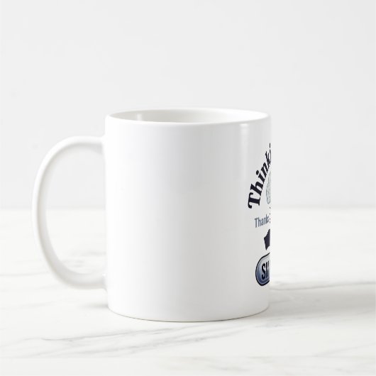 Künstliche Intelligenz denkt mehr Spaß Kaffeetasse (Links)