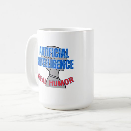 Künstliche Intelligenz, echter Spaß.w White BG Kaffeetasse (Vorderseite Links)