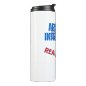 Künstliche Intelligenz, echter Spaß.w White BG Thermosbecher (Nach links gedreht)