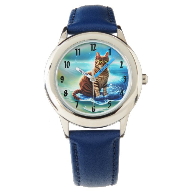 Künstliche Intelligenz einer Katze auf dem Wasser Armbanduhr (Vorderseite)