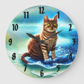 Künstliche Intelligenz einer Katze auf dem Wasser Große Wanduhr (Vorderseite)