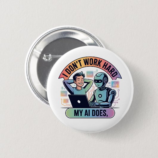 Künstliche Intelligenz funktioniert klüger Button (Vorne & Hinten)