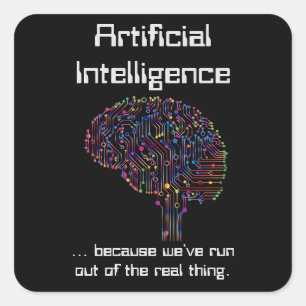 Künstliche Intelligenz gegen wirkliche Dinge Quadratischer Aufkleber