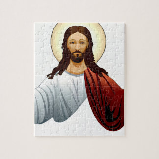 Künstliche Intelligenz Kunst Jesu mit Waffen aus Puzzle