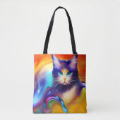 Künstliche Intelligenz Tier Katze sitzend Tasche (Vorderseite)