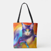 Künstliche Intelligenz Tier Katze sitzend Tasche (Rückseite)