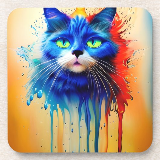 Künstliche Intelligenzkatze Getränkeuntersetzer (Vorderseite)