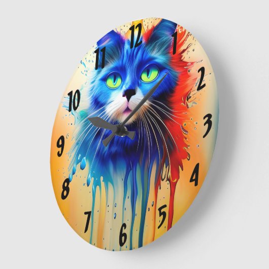 Künstliche Intelligenzkatze Große Wanduhr (Winkel)