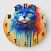 Künstliche Intelligenzkatze Große Wanduhr (Vorderseite)