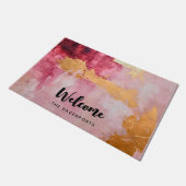 Künstliche Pinselstriche Schlaganfälle Gold und Ro Fußmatte (Schrägansicht)