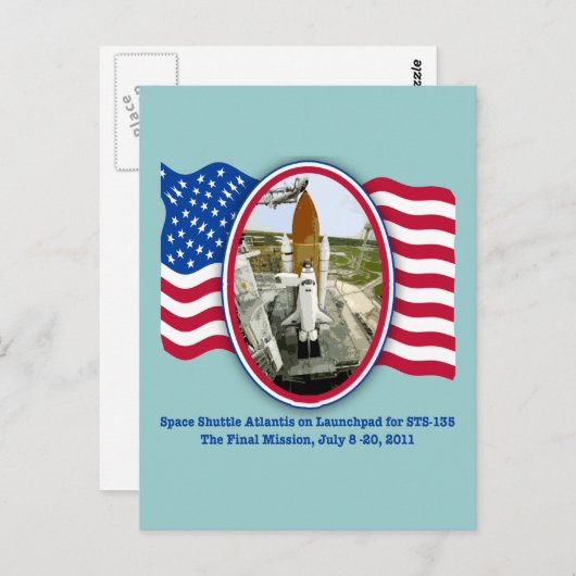 Künstliche Rendering von Space Shuttle Atlantis Postkarte (Vorne/Hinten)