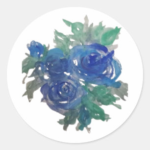 Künstliche Touch: Design-Aufkleber für blaue Rose Runder Aufkleber