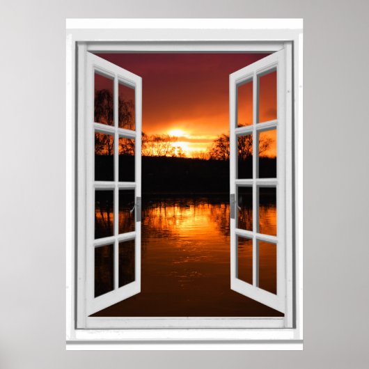 Künstlicher Fensterblick Sonnenuntergang Poster (Vorne)