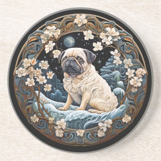 Kunstlicher Mops Getränkeuntersetzer (Vorne)