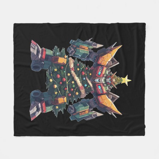 Künstlicher Weihnachtsbaum-Roboter Fleecedecke (Vorderseite (Horizontal))