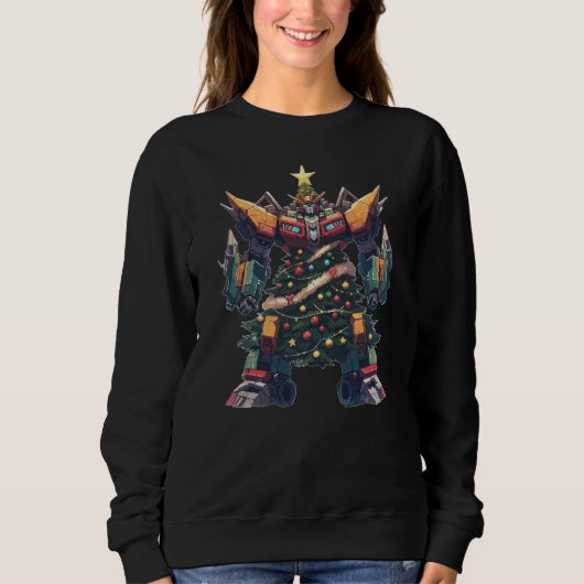 Künstlicher Weihnachtsbaum-Roboter Sweatshirt (Vorderseite)