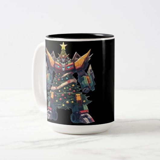 Künstlicher Weihnachtsbaum-Roboter Zweifarbige Tasse (Vorderseite Links)