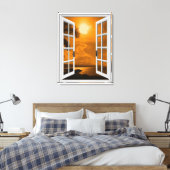 Künstliches Fenster "Tropical Sunset View" Leinwanddruck (Insitu (Schlafzimmer))