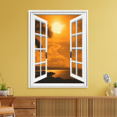 Künstliches Fenster "Tropical Sunset View" Leinwanddruck (Insitu (Wohnzimmer))