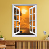 Künstliches Fenster "Tropical Sunset View" Leinwanddruck (Insitu (Wohnzimmer))