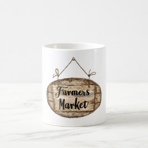 Künstliches Holz Schild für Bauernmarkt Kaffeetasse