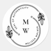 Künstliches Siegel der Echtheitsmonogramm Runder Aufkleber (Vorderseite)