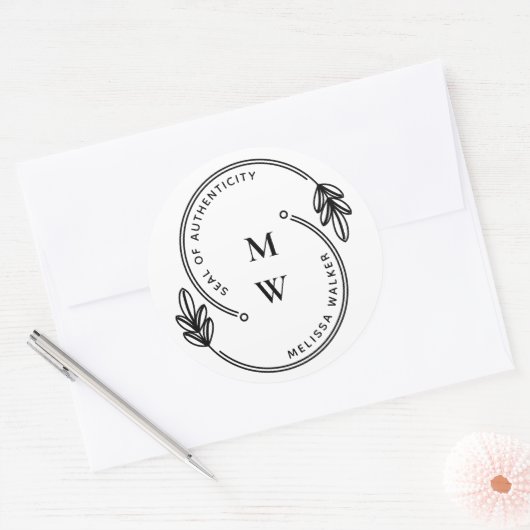 Künstliches Siegel der Echtheitsmonogramm Runder Aufkleber (Umschlag)