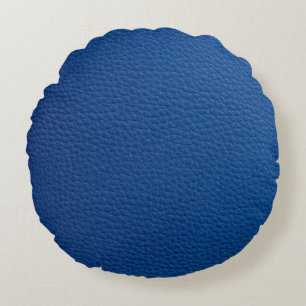 Künstliches weiches blaues Leder. Kunstledertextur Rundes Kissen