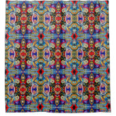 Kunstliebhaber mehrfarbiges blaues, symmetrisches duschvorhang (Vorderseite)