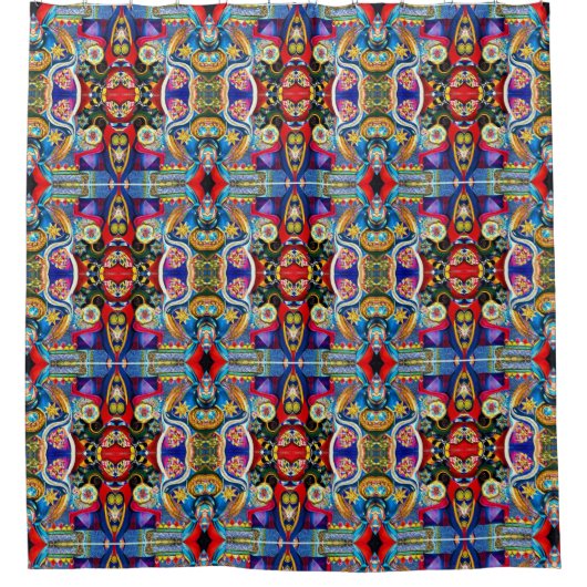 Kunstliebhaber mehrfarbiges blaues, symmetrisches duschvorhang (Vorderseite)