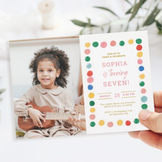 Kunstmalerei 7. Geburtstagsparty Foto Einladung