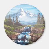 Kunstmalerei "Bergfrühlung" Bob Ross Magnet (Vorne)