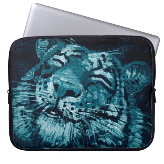 Kunstmalerei Fine Art Oil Color niedlicher Tiger i Laptopschutzhülle (Vorderseite)