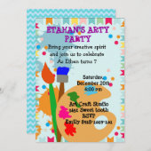 Kunstmalerei Geburtstagsfeier Einladung (Vorne/Hinten)